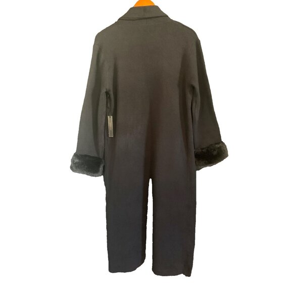 NWT MAX SPORT WOMEN'S CARDIGAN MEDIUM LONG KNIT fur accents pockets - Picture 3 of 7